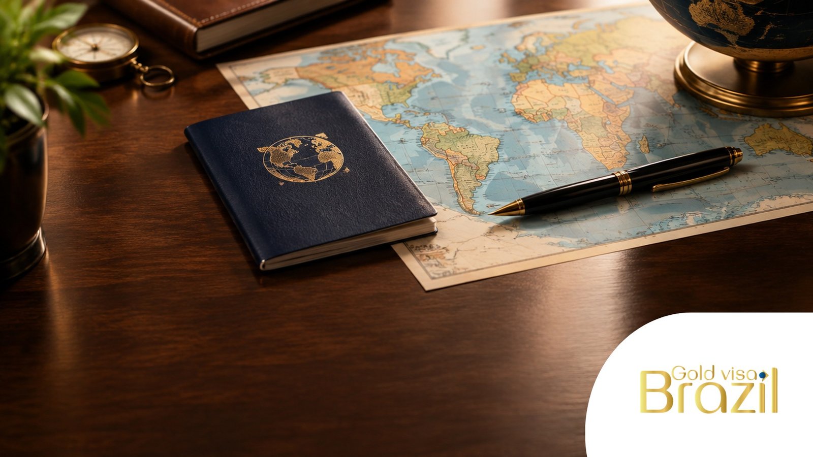 Passport and world map on a desk representing residency by investment